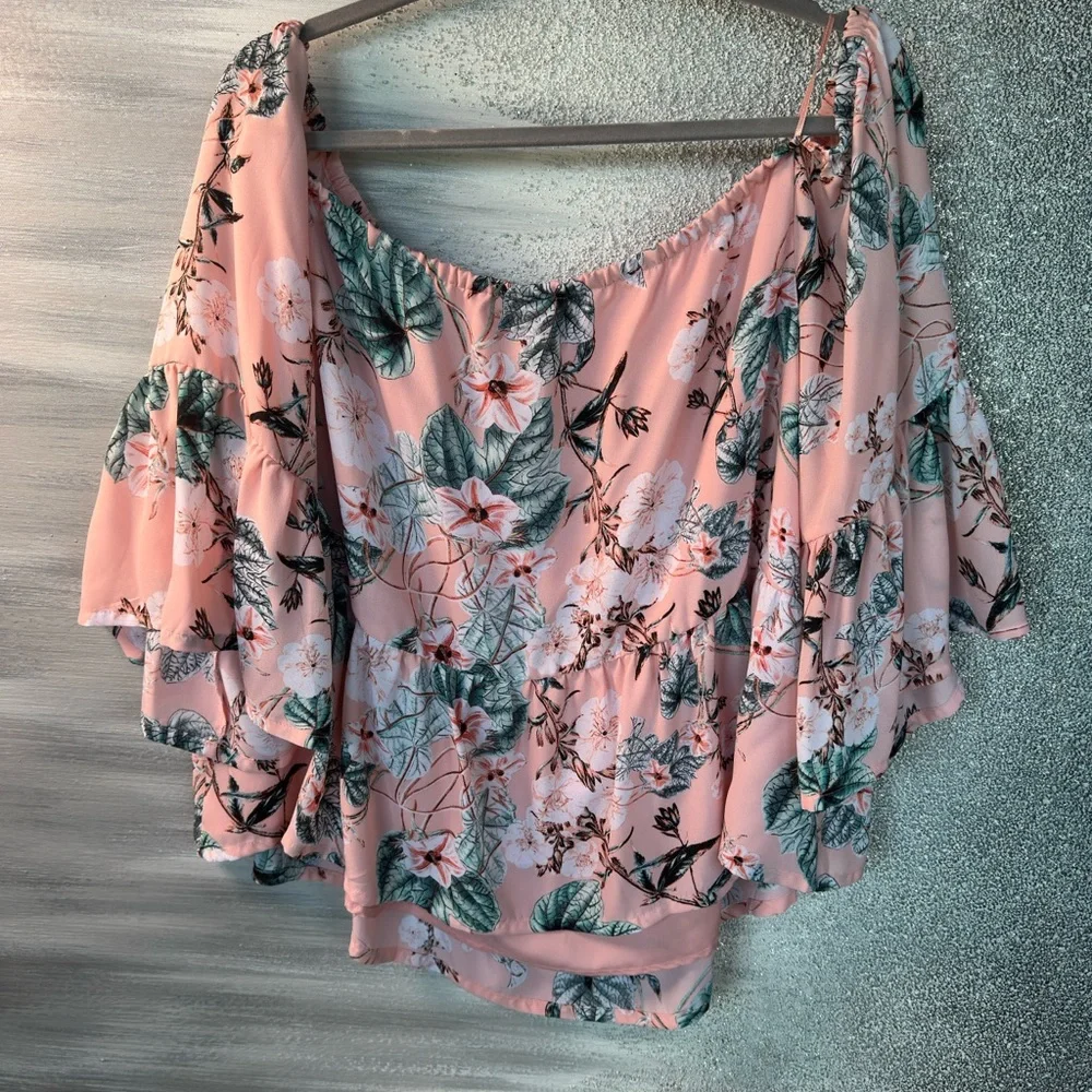 a.n.a Pink Flutter Sleeve Ruffled Blouse - Picture 3 of 11